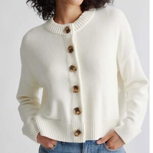 Quince 100% Organic Cotton Cropped Cardigan Medium
